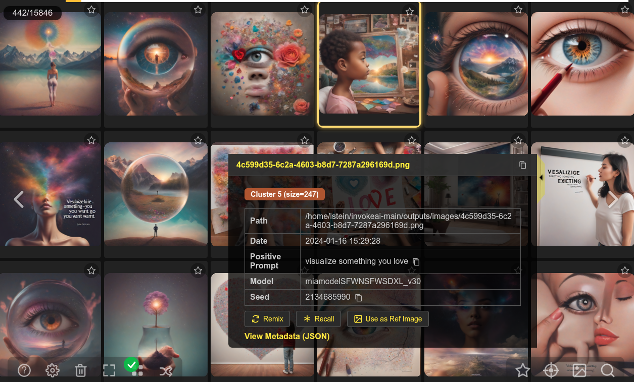 PhotoMapAI displaying an InvokeAI gallery